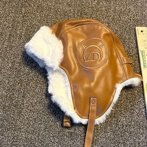 Tan Aviator Hat with White Fur Lining